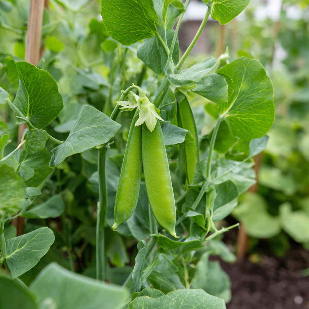 Super Sugar Snap Pea plant growing in a garden